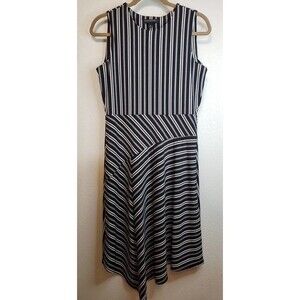 Banana Republic Black and White Striped Sleeveless Dress- Small